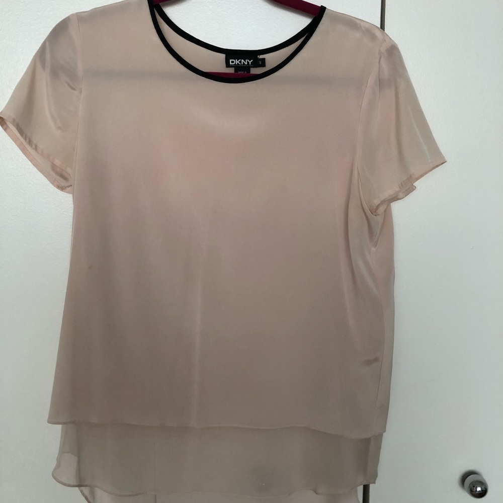 DKNY beige silk layered blouse